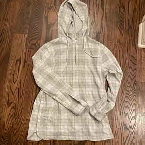 Grey/White 3/4” Zip Up Sweater